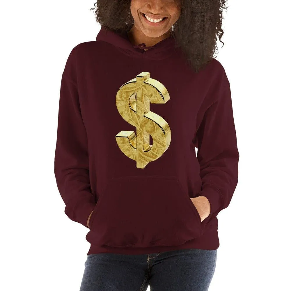 Golden Dollar Sign Hoodie DTG Printed Premium Blended Cotton Pullover