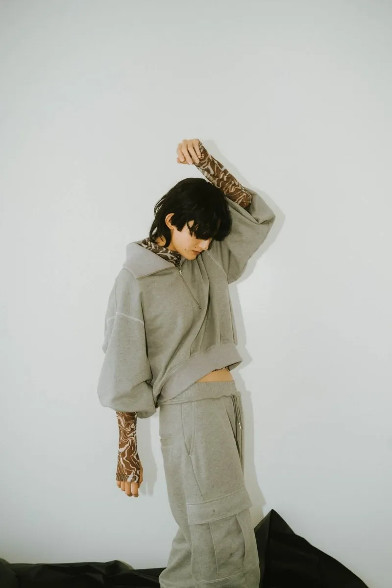 half zip sweat tops(unisex)/3color