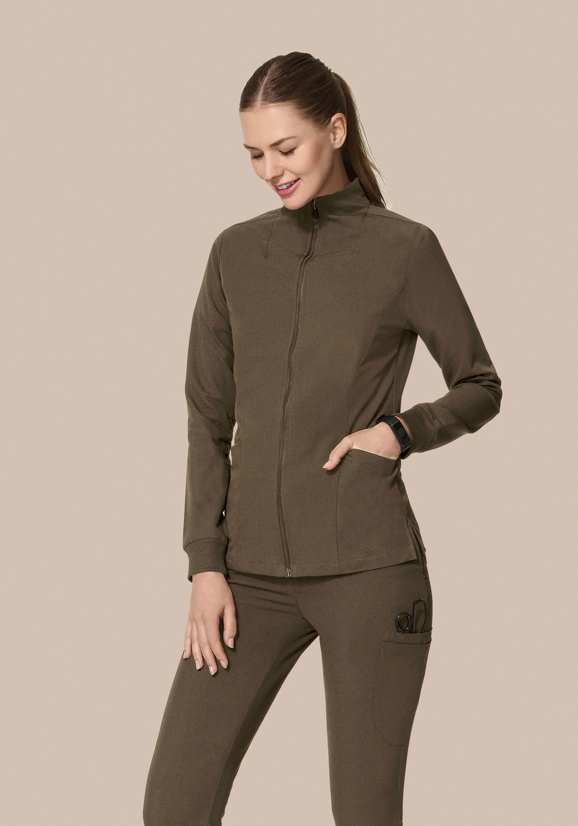 Women's Modern Scrub Jacket Truffle